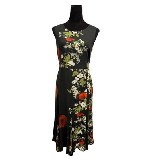 Babylon Floral Sleeveless Midi Dress Black - Picture 1 of 12